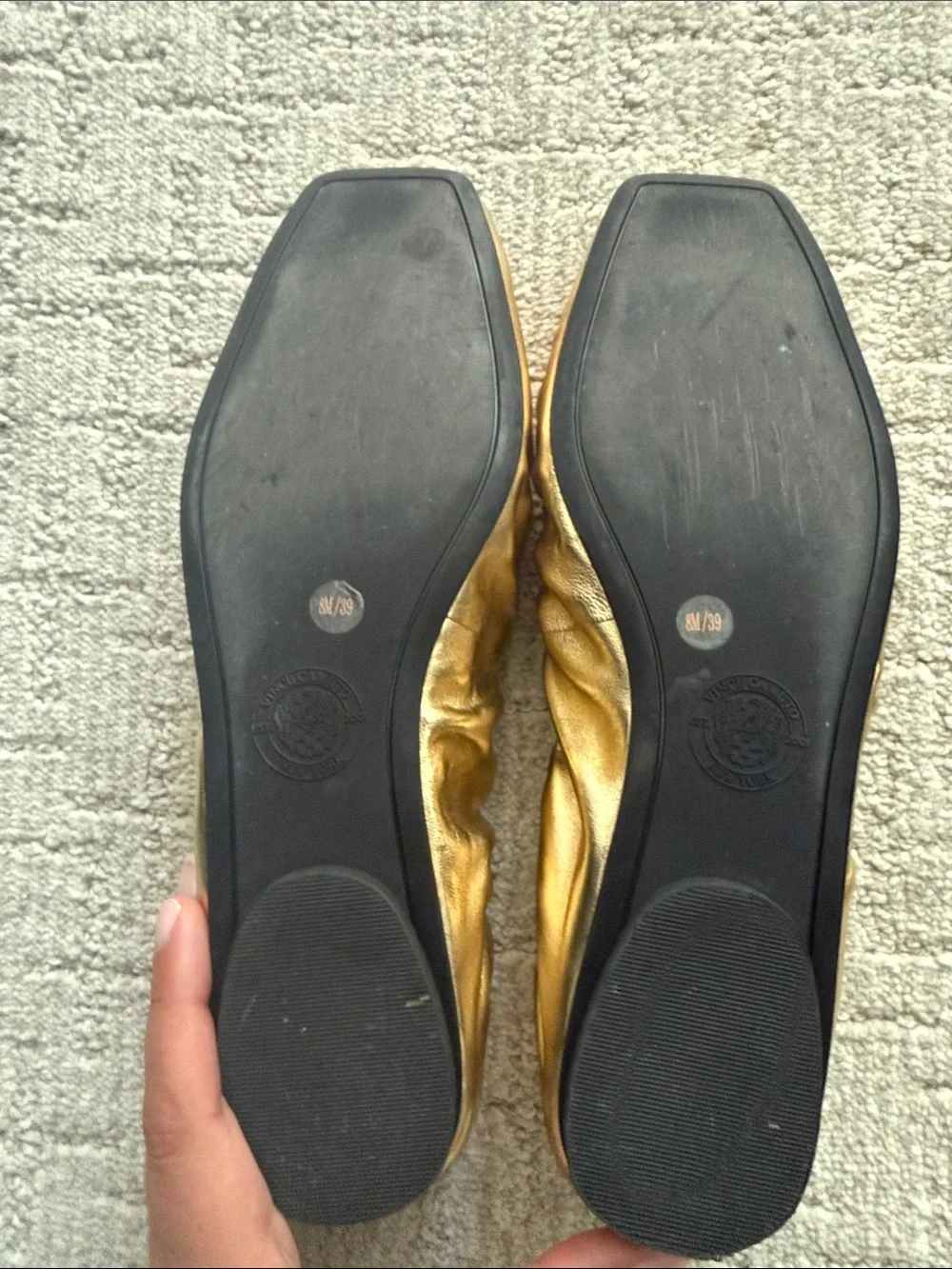 Vince Camuto Metallic Gold Elastic Ballet Flats